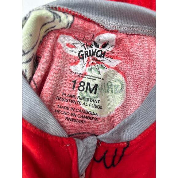Dr. Seuss The Grinch Baby Size 18 Month Blanket Sleeper Pajamas 1 Piece - Picture 4 of 5